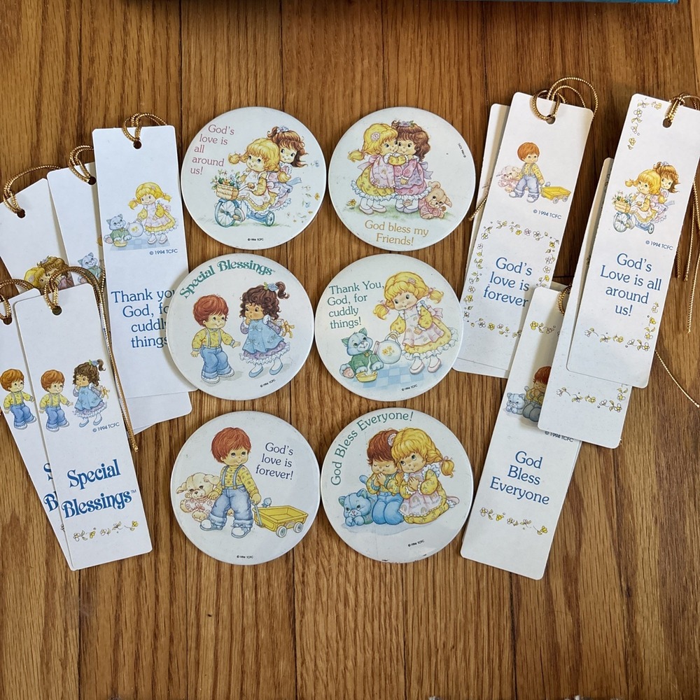 vintage mixed lot religious Christian Bookmarks And buttons 1994 Children's